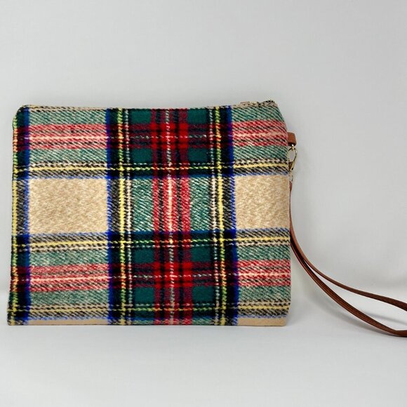 LIB New York Plaid  Wristlet Tan/Red/Green/ - Picture 4 of 12